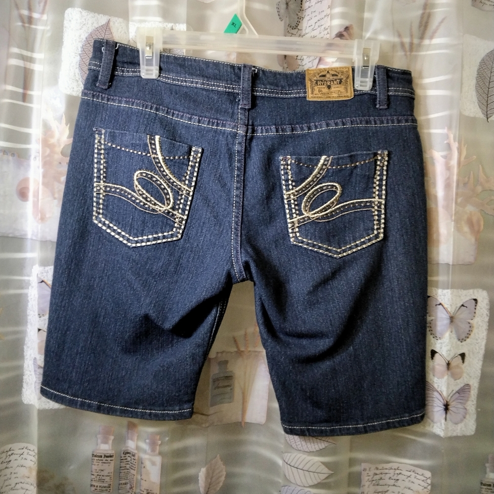 Hydrant Dark Wash Embellished Denim Shorts Size 8